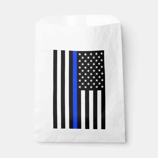 Thin Blue Line Police Flag Favor Bag (Front)