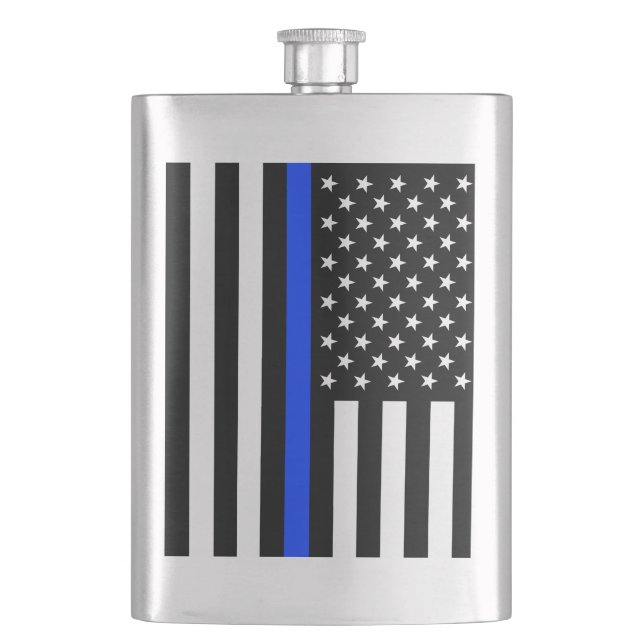 Thin Blue Line Police Flag Flask (Front)