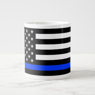 Thin Blue Line Police Flag Giant Coffee Mug