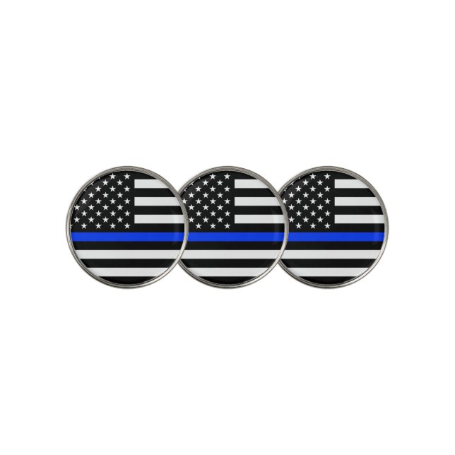 Thin Blue Line Police Flag Golf Ball Marker (3 Up)