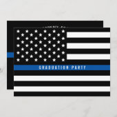 Thin Blue Line Police Flag Graduation Party Invitation (Front/Back)