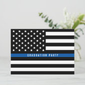 Thin Blue Line Police Flag Graduation Party Invitation (Standing Front)