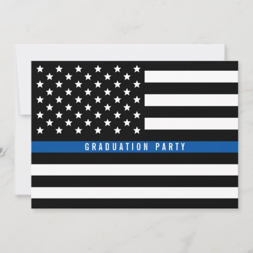 Thin Blue Line Police Flag Graduation Party Invitation