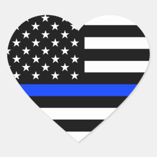 Thin Blue Line Police Flag Heart Sticker