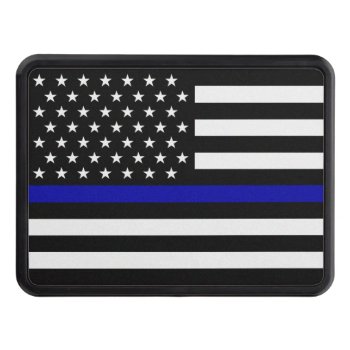 Thin Blue Line Police Flag Hitch Cover by ThinBlueLineDesign at Zazzle