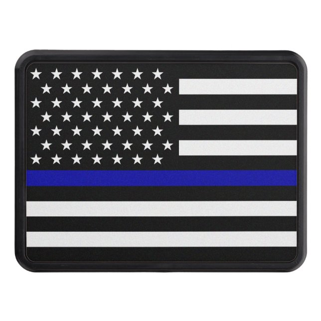 Thin Blue Line Police Flag Hitch Cover (Front)