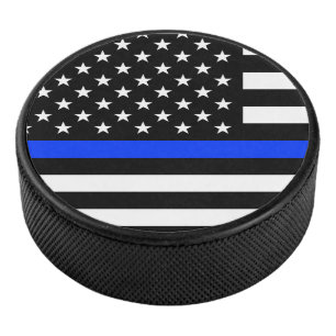 Thin Blue Line Police Flag Hockey Puck