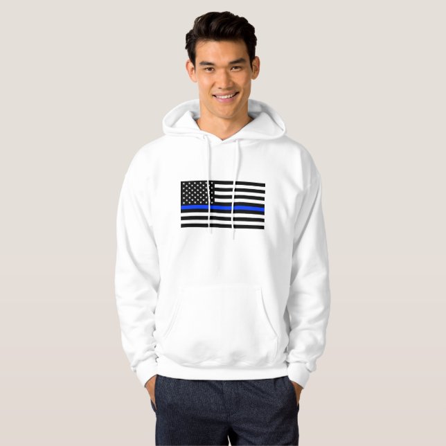 Thin Blue Line Police Flag Hoodie (Front Full)