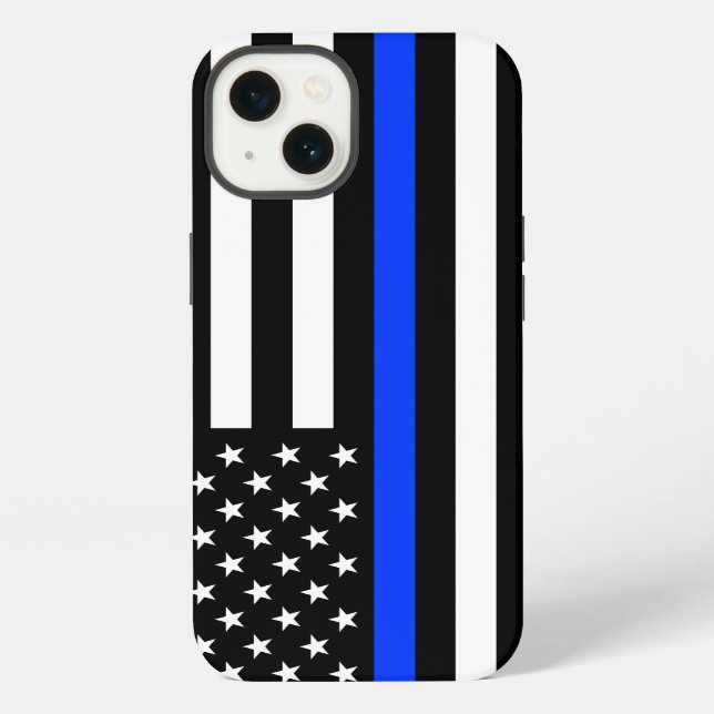 Thin Blue Line Police Flag Iphone Case (Back)