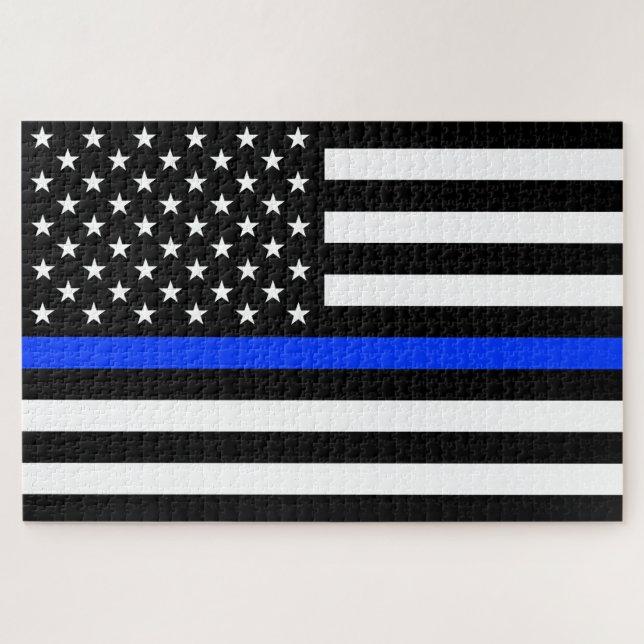 Thin Blue Line Police Flag Jigsaw Puzzle (Horizontal)