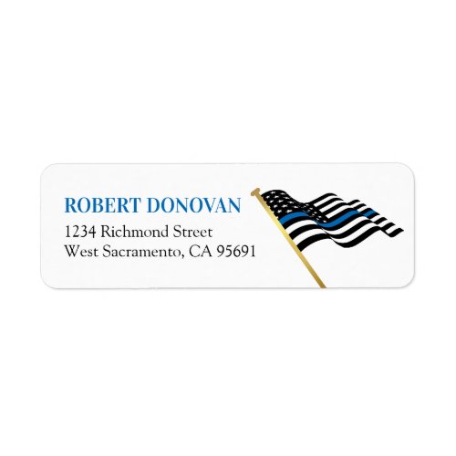 Thin Blue Line Police Flag Label