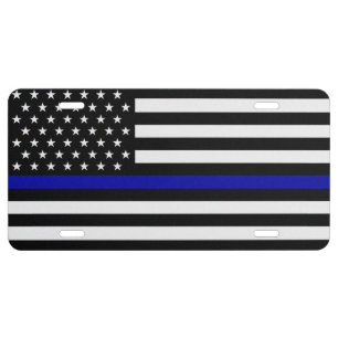 Thin Blue Line Police Flag License Plate