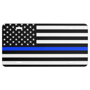 Thin Blue Line Police Flag License Plate