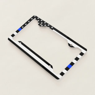Thin Blue Line Police Flag License Plate Frame