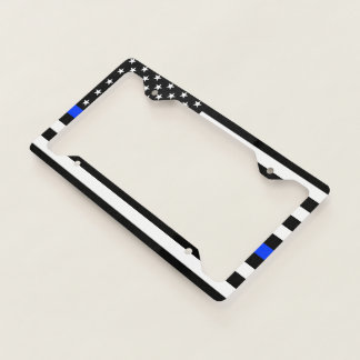 Thin Blue Line Police Flag License Plate Frame