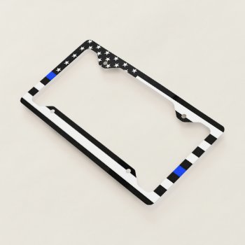 Thin Blue Line Police Flag License Plate Frame by FlagGallery at Zazzle