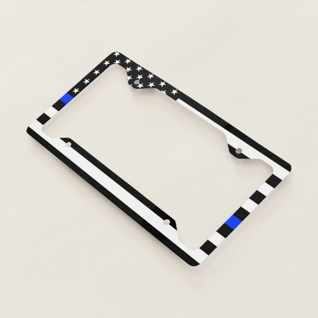 Thin Blue Line Police Flag License Plate Frame (3/4)