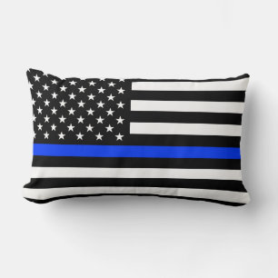 Thin Blue Line Police Flag Lumbar Pillow