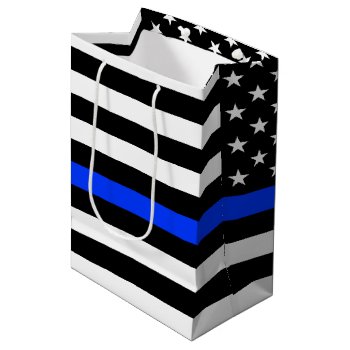 Thin Blue Line Police Flag Medium Gift Bag by FlagGallery at Zazzle