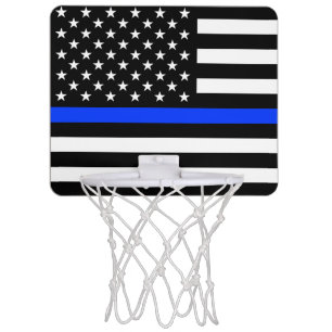 Thin Blue Line Police Flag Mini Basketball Hoop