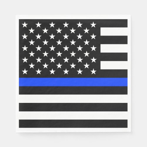 Thin Blue Line Police Flag Napkins