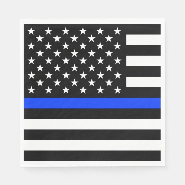 Thin Blue Line Police Flag Napkins (Front)