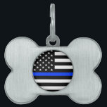 Thin Blue Line Police Flag Pet ID Tag<br><div class="desc">Thin Blue Line American flag. Support the Police with this awesome thin blue line flag and show the world that</div>