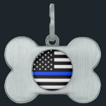 Thin Blue Line Police Flag Pet ID Tag<br><div class="desc">Thin Blue Line American flag. Support the Police with this awesome thin blue line flag and show the world that</div>