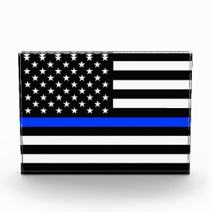 Thin Blue Line Police Flag Photo Block