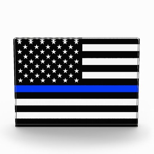 Thin Blue Line Police Flag Photo Block