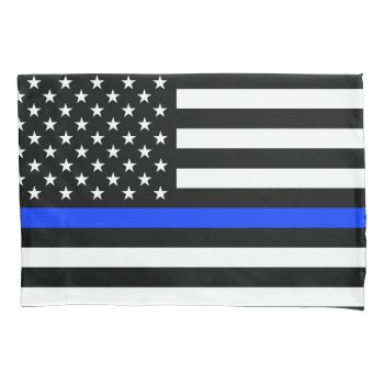 Thin Blue Line Police Flag Pillow Case by FlagGallery at Zazzle