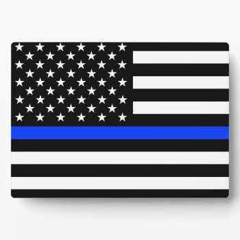 Thin Blue Line Police Flag Plaque by FlagGallery at Zazzle