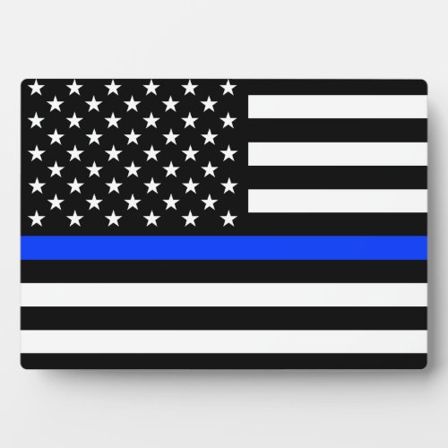 Thin Blue Line Police Flag Plaque