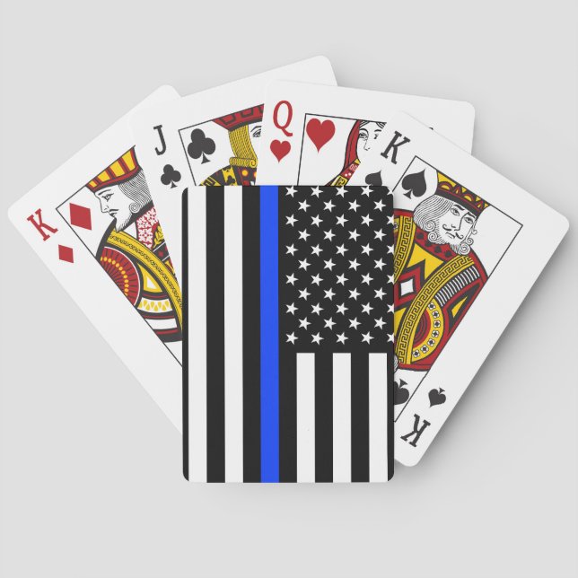 Thin Blue Line Police Flag Poker Cards (Back)