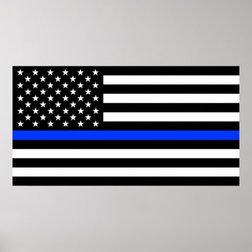 Thin Blue Line Police Flag Poster