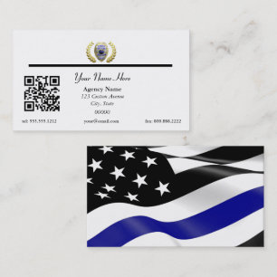 Thin Blue Line Police Flag QR Code Business Business Card