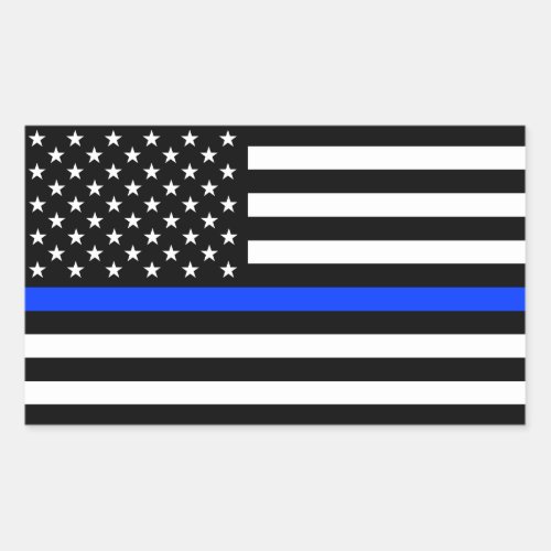 Thin Blue Line Police Flag Rectangular Sticker