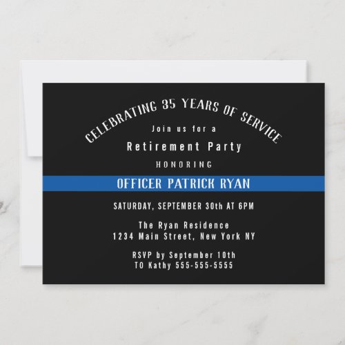 Thin Blue Line Police Flag Retirement Party Invitation