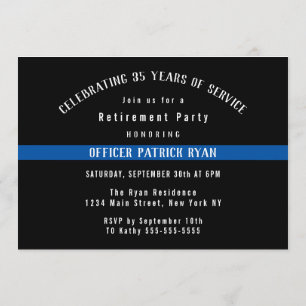 Thin Blue Line Police Flag Retirement Party Invitation
