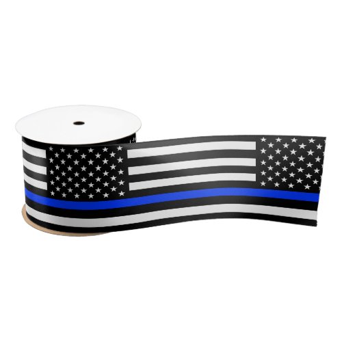 Thin Blue Line Police Flag Satin Ribbon