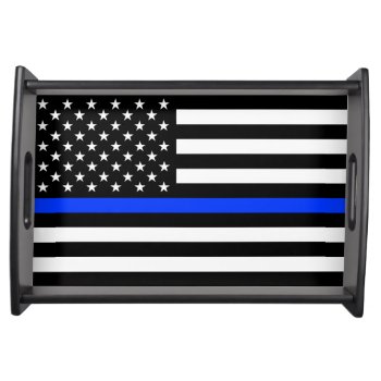Thin Blue Line Police Flag Serving Tray by FlagGallery at Zazzle