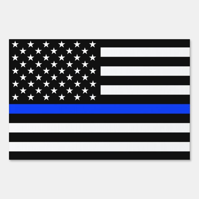 Thin Blue Line Police Flag Sign (Back)