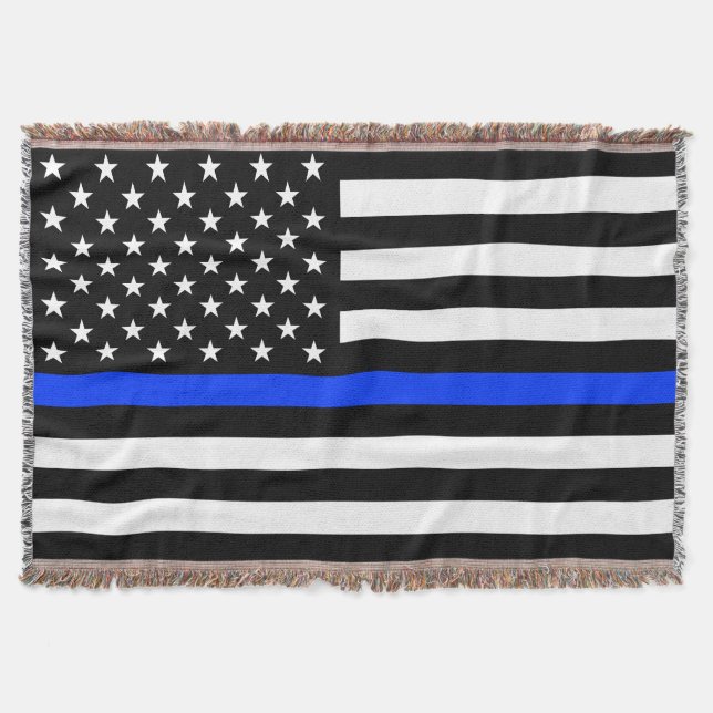 Thin Blue Line Police Flag Throw Blanket (Front)