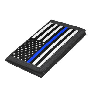 Thin Blue Line Police Flag Tri-fold Wallet