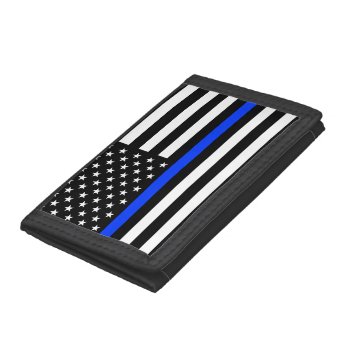 Thin Blue Line Police Flag Trifold Wallet by FlagGallery at Zazzle