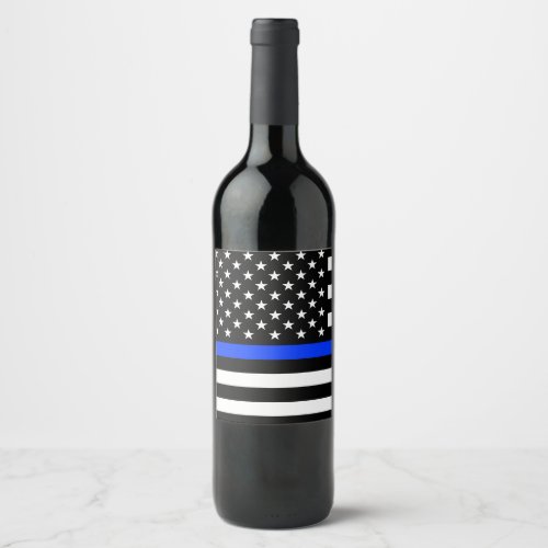 Thin Blue Line Police Flag Wine Label
