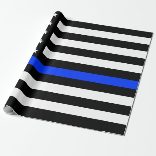 Thin Blue Line Police Flag Wrapping Paper