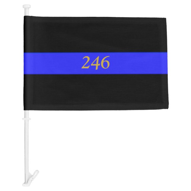 Thin Blue Line Police Funeral Flag Custom Badge # (Front)