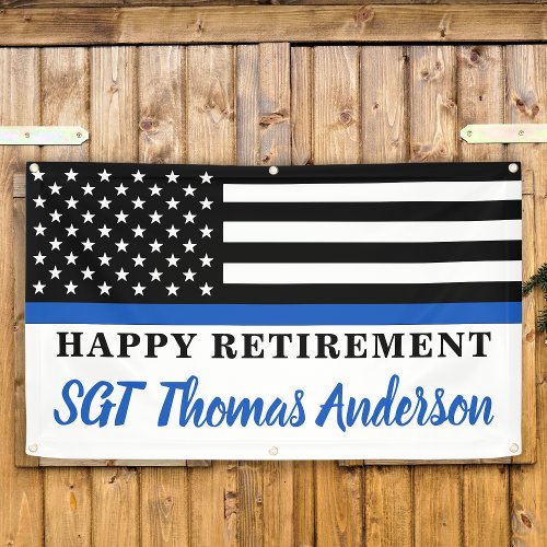 Thin Blue Line Police Happy Retirement Party Banner