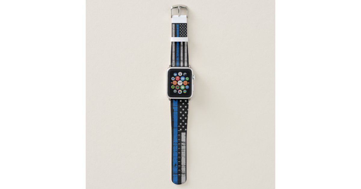 Thin Blue Line Police Law Enforcement Apple Watch Band Zazzle